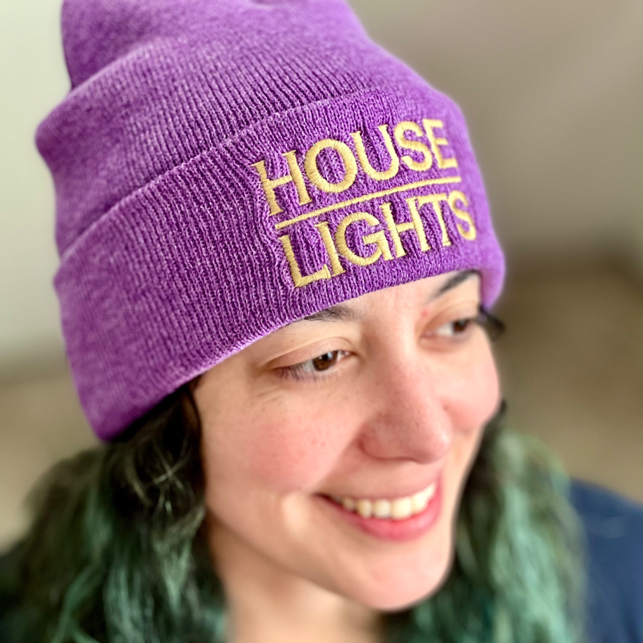 Purple House Lights Beanie angle view