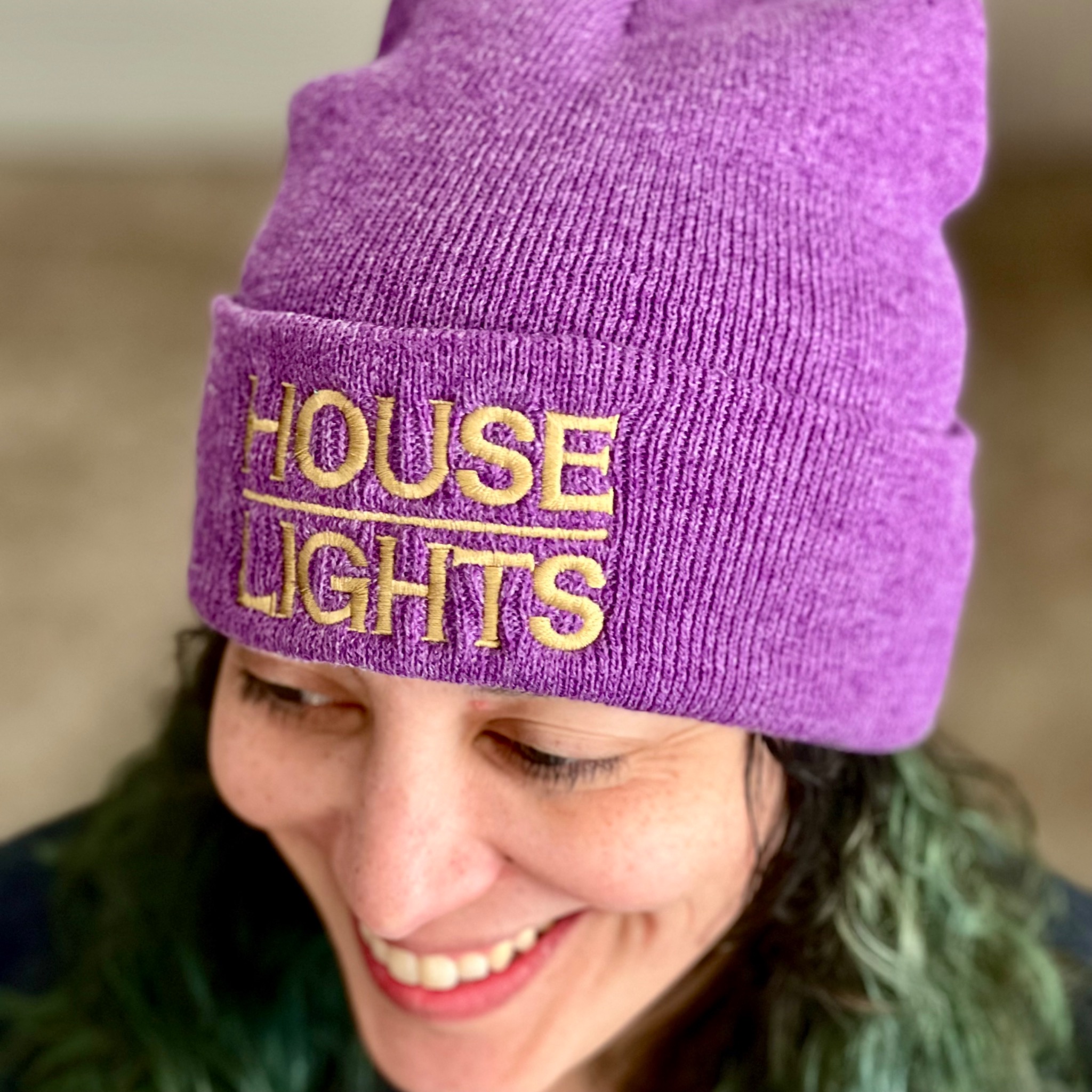 Purple House Lights Beanie close-up