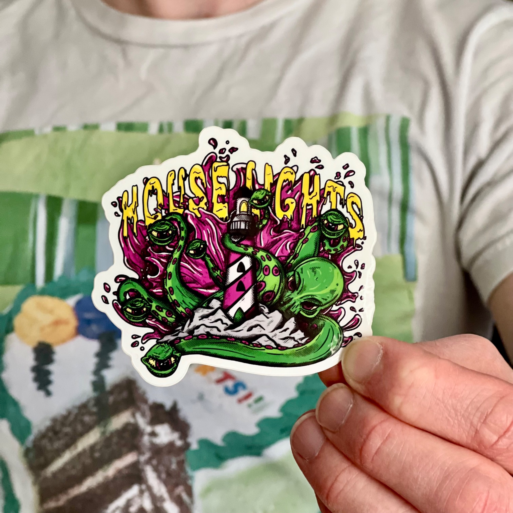 Kraken Sticker held up